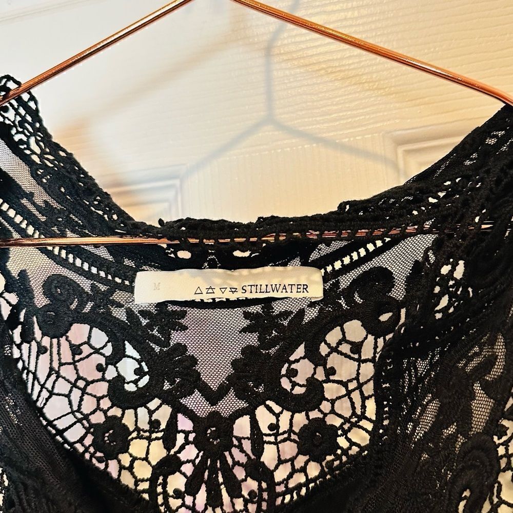 Euc Stillwater La Black Lace Tank Top Medium View 3